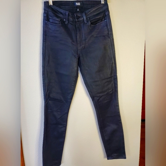 Paige Hoxton Ankle Black Wax Jeans Womens size 27 - Picture 1 of 4